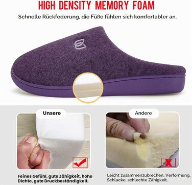 Жіночі зимові капці WateLves з ефектом пам'яті (Memory Foam), теплі та м'які тапочки з штучним хутром, протиковзкі плюшеві капці для дому та вулиці (Фіолетові, 42/43 EU)