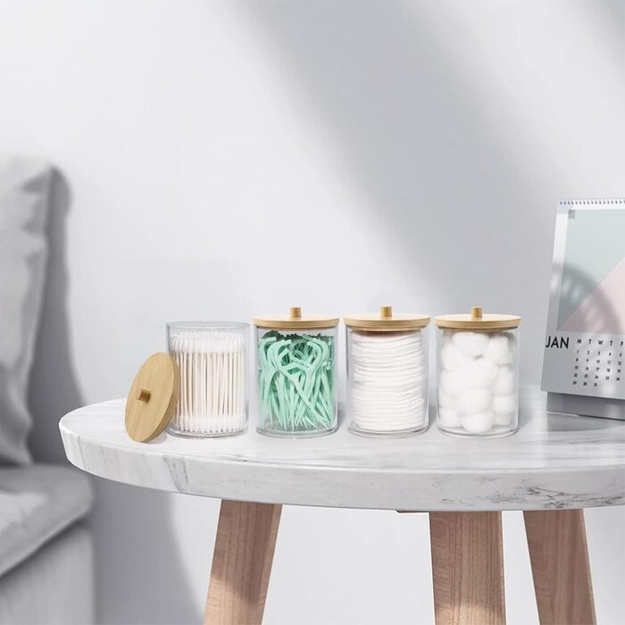 Організатор для ватних паличок та дисків Miiepls, прозорий акриловий контейнер для косметики