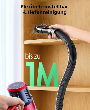 Бездротовий акумуляторний пилосос SunSare 600W з автоматичним режимом, сенсорним екраном та висувним шлангом 1м для твердих поверхонь, килимів та шерсті тварин