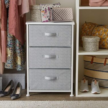 Amazon Basics - Closet Storage Organizer with 3 Fabric Drawers, (White)