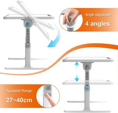 Стіл для ноутбука в ліжко Huracan, регульований, портативний, 60x40 см, чорний