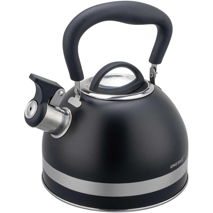 Чайник Kinghoff 1.8L з нержавіючої сталі з свистком, Induktion, матовий чорний KH-1858