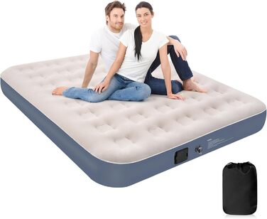 Надувне ліжко для двох осіб з електричним насосом, самонадувна, 198x152x25 см, блакитний колір