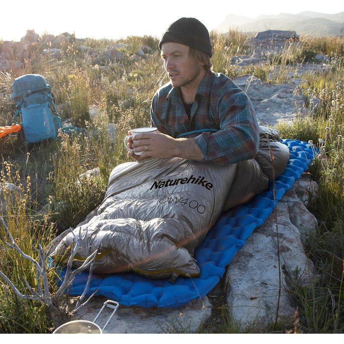 Спальний мішок Naturehike 4 сезони, Mumienschlafsack, зимовий, водовідштовхуючий, компактний, для кемпінгу, подорожей, відпочинку на природі (сірий L)