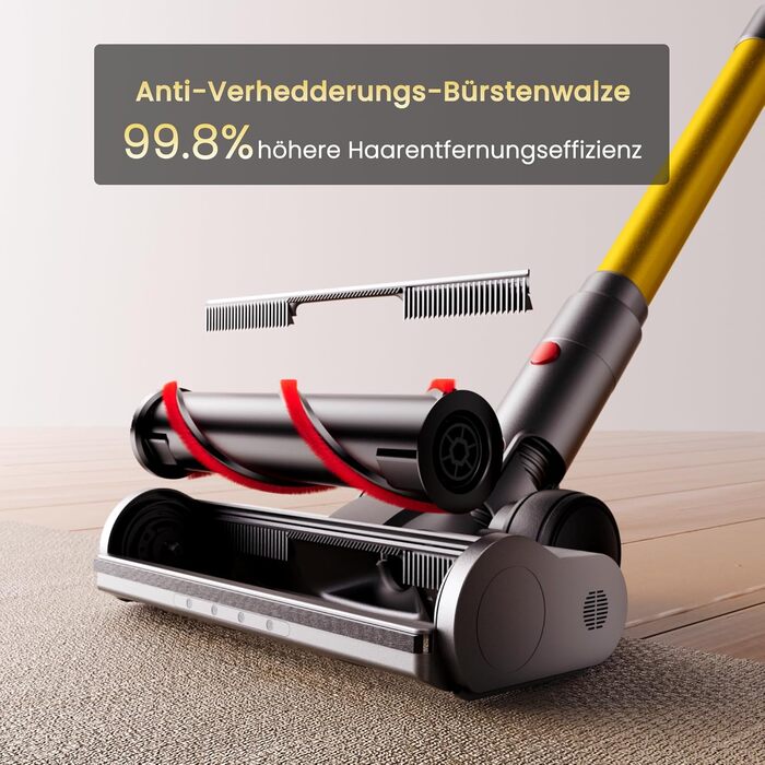 Бездротовий пилосос X7 55Kpa/600W/80Min з LED-дисплеєм, акумуляторний, самостійно заряджається, з антизаплутувальною щіткою, автоматичний режим для килимів, шерсті тварин та твердих поверхонь, золотий