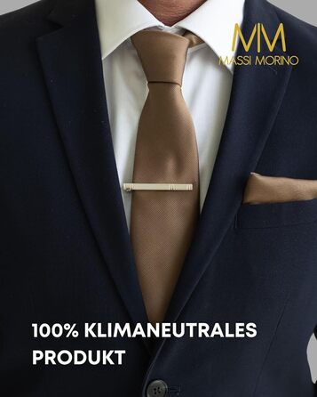 Набір краваток Massi Morino для чоловіків з нагрудним хустинкою, краватковою голкою та манжетними кнопками, подарункова коробка. Ідеально для весілля. Розмір універсальний, колір: коричневий