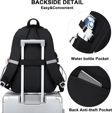 Шкільний рюкзак для підлітків, дівчаток, 3-в-1: рюкзак, ланчбокс, пенал (чорний)