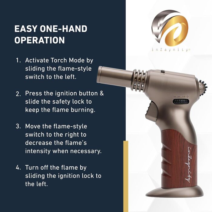 Потужний пальник Бунзена на бутані, регульований, 2-в-1 з бездротовим вимикачем для випічки, приготування їжі, барбекю та крем-брюле (сталевий коричневий)