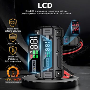 BRPOM Пусковий пристрій для авто/мото 8000A 26800mAh з LED-ліхтарем та USB Quick Charge 3.0 BM502