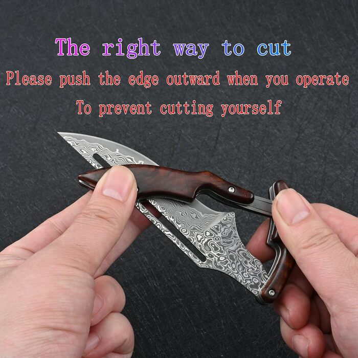 VG10 Damascus Steel Pocket Knife Folding Knife for Men EDC Camping Outdoor (Scandi Grind) (SD604C)