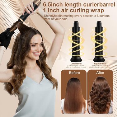 Набір для укладки волосся 6 в 1: локони, об'єм, випрямлення, сушка, чорний