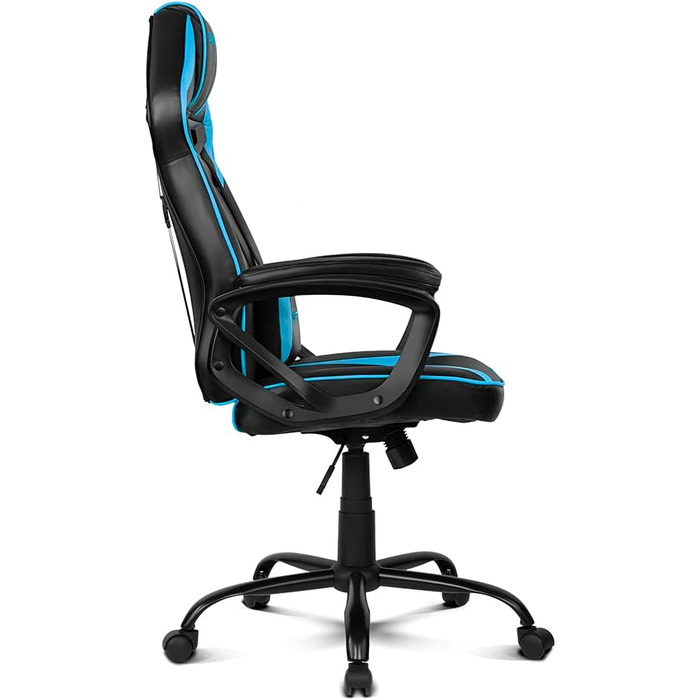 Ігрове крісло DRIFT GAMING DR50 (DR50BL) професійне, регулювання висоти, гойдання, м'які підлокітники, штучна шкіра, чорно-синє, 67x122-131x67 см