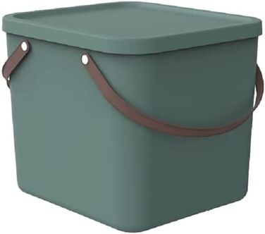 Rotho Albula Storage Box 40l with Lid, Plastic (Recycled PP), Green, 40l (40.0 x 40.0 x 34.0 cm)