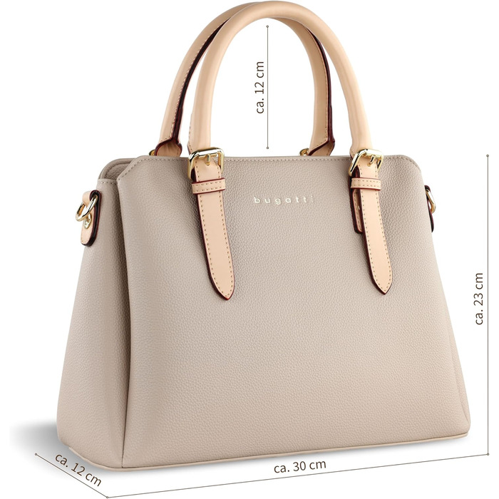 Сумка жіноча Bugatti Ella бежевого кольору, штучна шкіра, середнього розміру, стиль боулінг