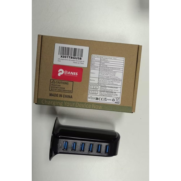 Зарядний пристрій USB мережевий 6 портів 25W для iPhone, Samsung, LG, Huawei та інших пристроїв (Чорний)