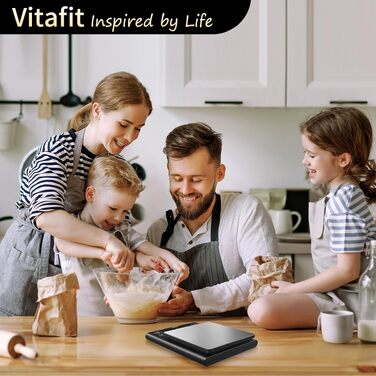 Електронні кухонні ваги Vitafit до 5 кг з точністю 0.1 г, цифрова вага для кухні, випічки та кави з функцією відсотка, платформа з нержавіючої сталі, LED-дисплей, чорний