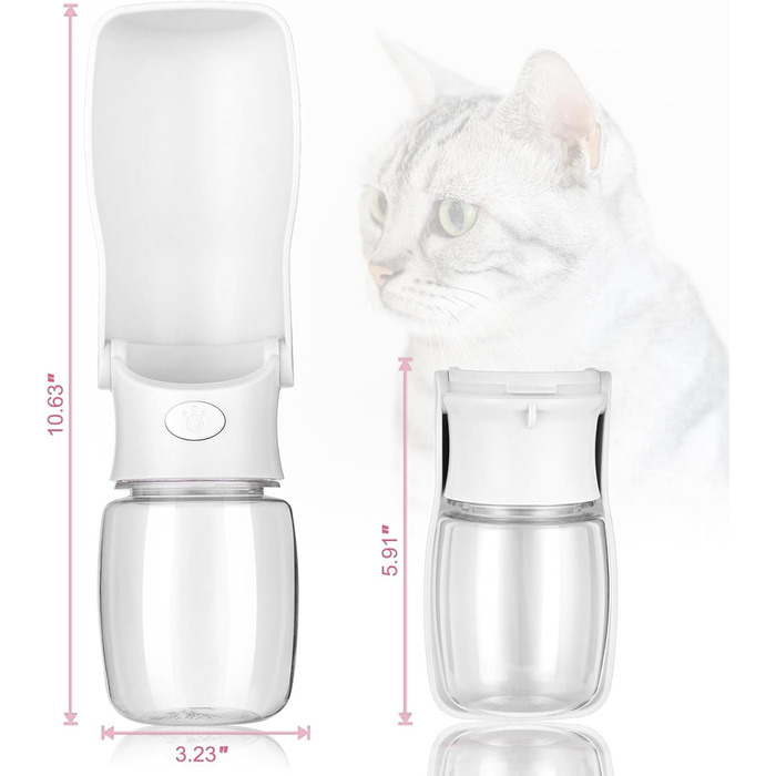 Складана пляшка для води для собак Canareen - портативна фляга для тварин для прогулянок, подорожей (біла, 350 мл)