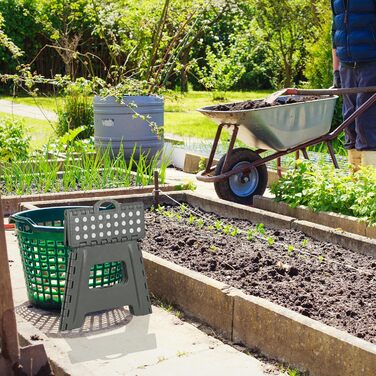 Складний табурет Relaxdays для кемпінгу, дитячий табурет для ванни, сірий, до 150 кг, пластик