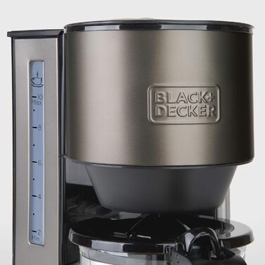 Кавоварка BLACK+DECKER BXCO870E, 870 Вт, 1,25 л, 10 чашок, з підігрівом, без перемішування, нержавіюча сталь