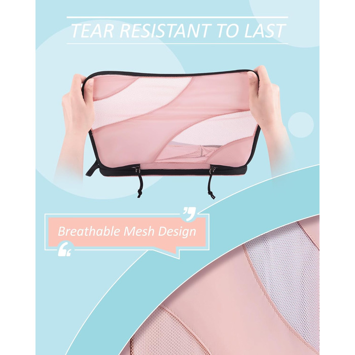 Органайзери для валізи BAGSMART компресійні (4 шт) - чорний/рожевий