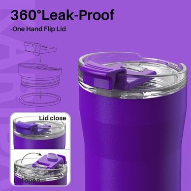 Термокружка SANTECO з нержавіючої сталі 18/8, подвійні стінки, 350 мл, темно-зелений колір, з кришкою, не містить BPA, зберігає тепло до 6 годин, не протікає