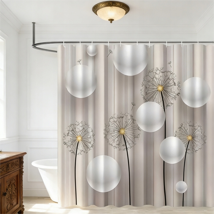 Текстильна штора для ванни 180x200 см, водонепроникна з антибактеріальним ефектом