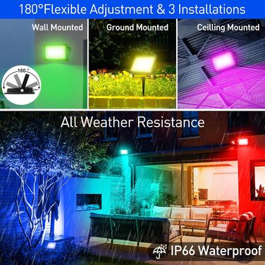 T-SUNUS LED Flood Light Outdoor 100W, Super Bright Outdoor Floodlight Cool White Spotlight IP66 Waterproof 11000LM for Driveway Garage Path Garden 2 Pack (4 Pack, Multicolor)