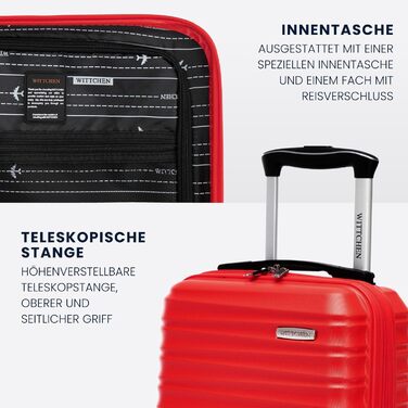 Валіза на колесах Wittchen Groove Line L, велика, чорна, з ABS-пластику, з кодовим замком, 4 колеса, для авіакомпаній Lufthansa/Eurowings/Ryanair