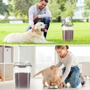 Контейнер для зберігання корму для собак та котів LEAWALK, 3.6-5.4 кг, BPA-free, темно-сірий
