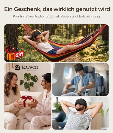 Маска для сну з Bluetooth навушниками LOVE EYE 3D для зручного сну на боці, бамбукова, чорна