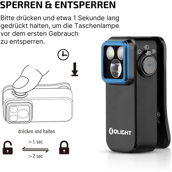 Міні-ліхтар OLIGHT Oclip Pro LED з розсіяним, фокусованим та червоним світлом, 500 лм, USB-C, IPX6, кліпса, для бігу, кемпінгу, аварій