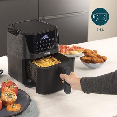 Princess Hot Air Fryer with 3.5 L – 70 Percent Less Energy Consumption – 11 Programs – Airfryer – 182031 3.5L Hot Air Fryer with Recipe Booklet Black