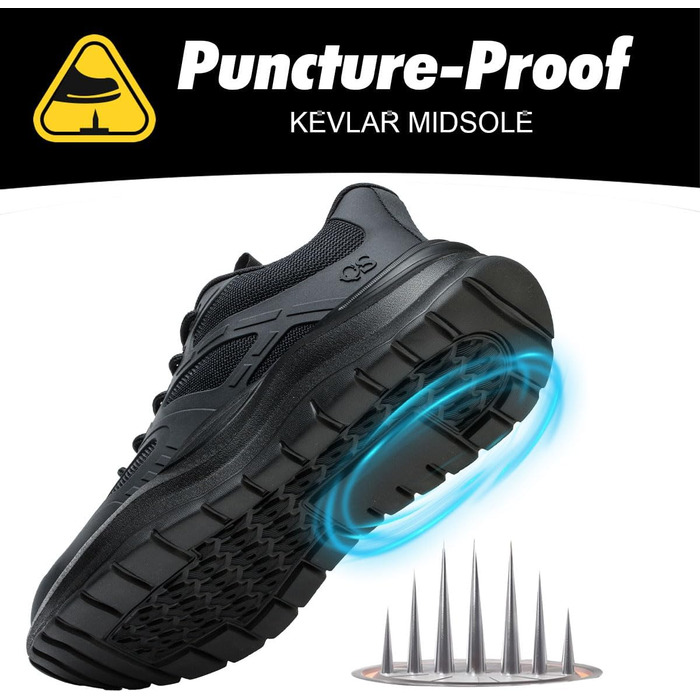 Черевики безпеки унісекс з металевим носком. Легкі, антиковзкі, дихаючі, водонепроникні літні черевики з посиленою підошвою (35 EU, M103 Чорний)