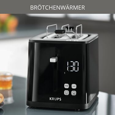 Krups KH641810 Smart'n Light Toaster | 2-Slice Toaster | Digital Display | 7 Browning Levels | Removable Crumb Tray | Countdown Timer | Lift Function | Black