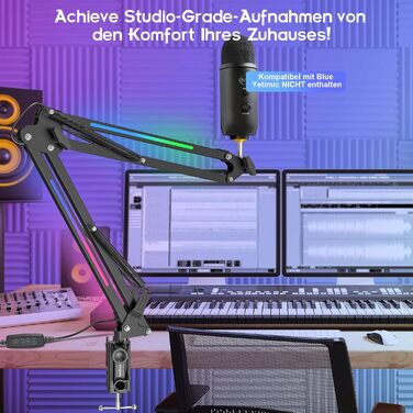 Кріплення для мікрофона ZealSound: регульований кронштейн для HyperX QuadCast/Blue Yeti та ручного мікрофона, з надійною підставкою та адаптером 3/8' - 5/8' – подарунок для геймерів та YouTube-блогерів