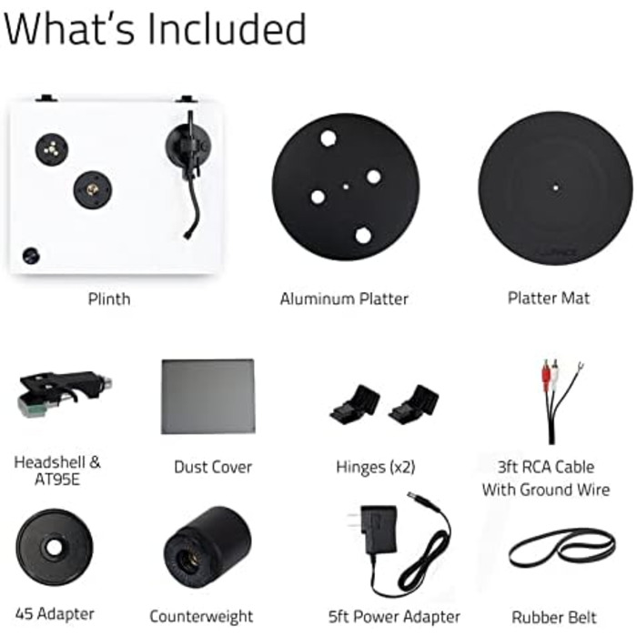 Програвач вінілу Fluance RT81 Elite High Fidelity з картриджем Audio Technica AT95E, чорний (глянцевий). Вбудований фонокоректор, ремінний привід, MDF корпус.