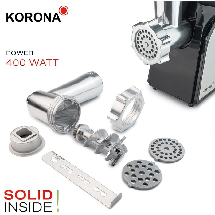 Korona 25200 Stainless Steel Meat Grinder & Food Filler Attachment - 400W | For Meat, Sausage, Kebabs & Pastries