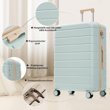 Набір валіз Merax Hartschalen 5-ти частинний: 3 валізи та 2 косметичні сумки, рожево-бежевий та хакі, з колесами