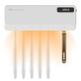 Стерилізатор зубних щіток UV з підставкою на 5 щіток, з таймером, для кріплення на стіну, 2000 mAh (білий)