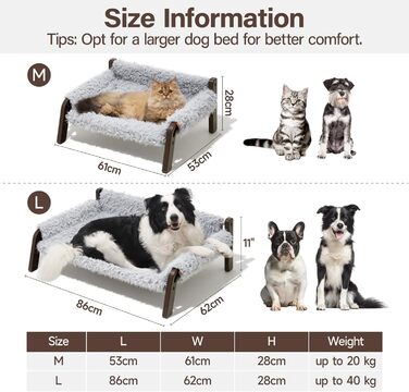 MEWOOFUN Dog Sofa Dog Bed Elevated No Dogs – Dog Beds for No and medium-sized Dogs with Non-Slip Bottom, Breathable Woven Bed with Removable, Cat Sofa 61 x 53 x 28 cm, (L, Grey)