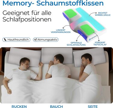 Ергономічна подушка для сну на боці з ефектом пам'яті (Memory Foam), біла