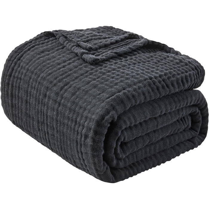 Плед EMME з 100% мусліну: м'який, дихаючий, великий, для дорослих, універсальний, бежевий (150 x 200 см)