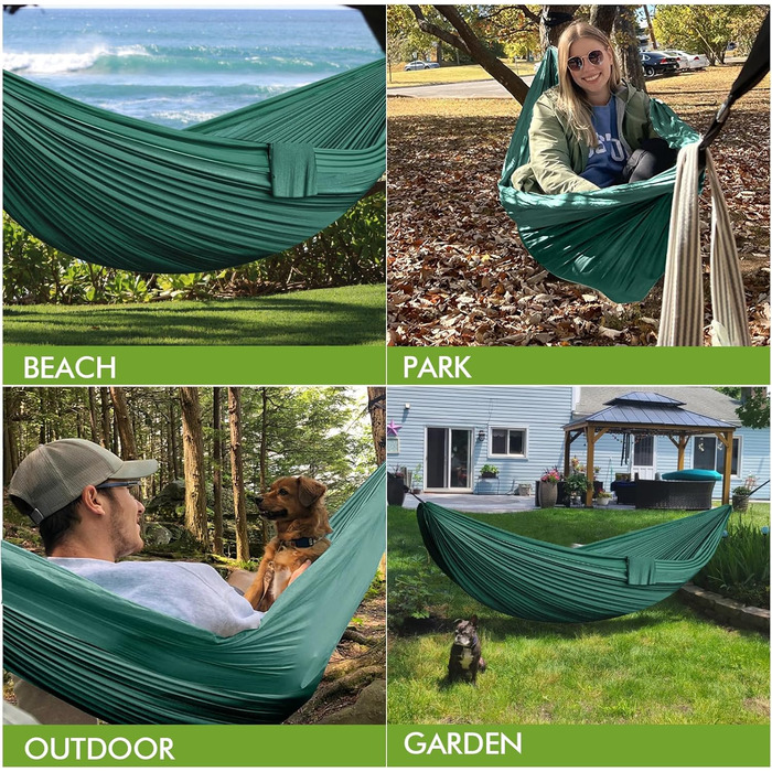 Гамак для відпочинку на природі: двомісний, 300x200 см, ультралегкий, до 300 кг, нейлон, дихаючий, для кемпінгу, саду, пляжу