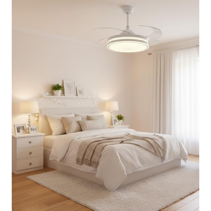 Вентилятор стельовий BEL AIR HOME Asgard 108 см з LED підсвіткою, пультом, DC мотор, білий