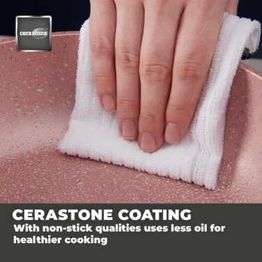 Сковорода TOWER Cerastone Induktion з антипригарним покриттям Cerastone, рожева, 24 см