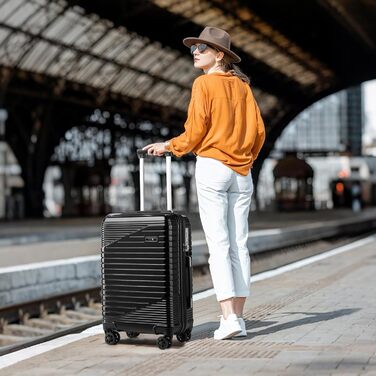 Набір валіз Sea Choice 4 шт. з жорстким корпусом: S/M/L/XL (Тролі, Чемодан, Beauty Case) з розширенням, TSA-замок, YKK блискавка, чорний