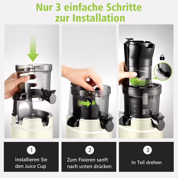 AOBOSI 200W Slow Juicer, Juicer with Reverse Function and Two Filter Sizes. Juicer for vegetables and fruit, test winner, multifunctional juicer for vegetables and fruit with Smart Chip. Fruit press - Black