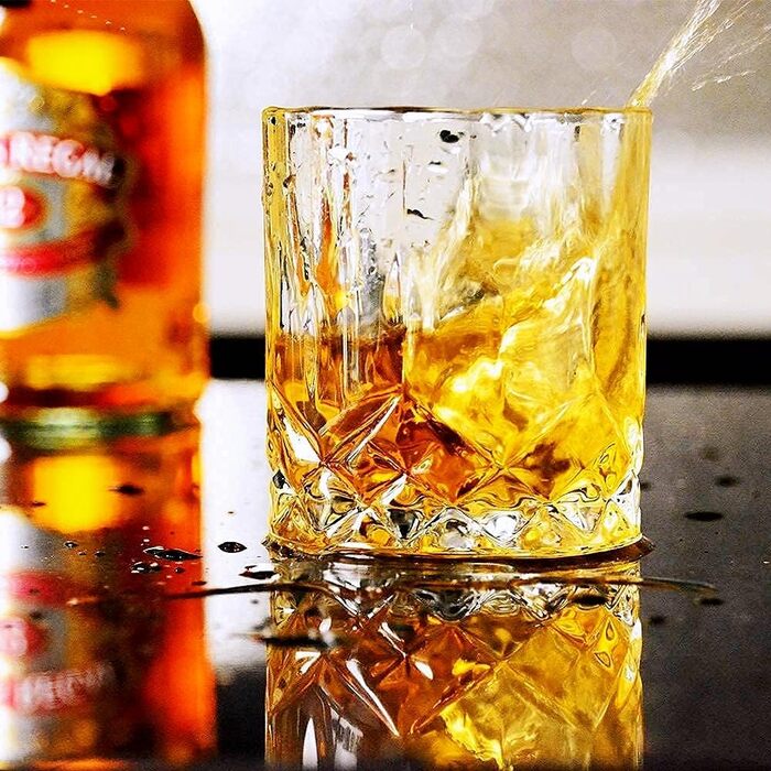 Набір склянок для віскі GLASKEY 4 шт., 320 мл, без свинцю, кришталь, для коктейлів, рому, горілки, скотчу, джину, коньяку, води, віскі, важке дно, подарунковий набір для чоловіків, батька, брата