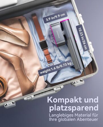 Портативний відпарювач для одягу 2-в-1 з регулюванням напруги 100-240V. Зелений (сірий). 1000W. Для подорожей