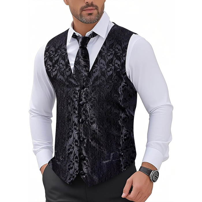 Мужской галстук Hi-Tie с булавкой для лацкана/зажимом для краватки, набор для свадьбы, формального костюма, смокинга (S, Чёрный)